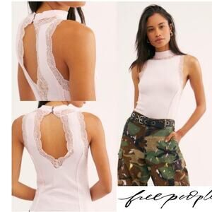 Free People Pink Lace Trim Sleeveless Blouse